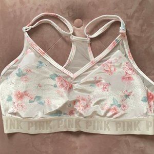 PINK Victoria Secret Velvet Floral Gym Bra